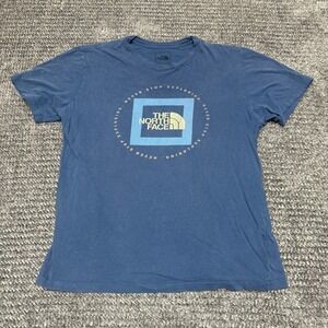 The North Face Mens T Shirt M Blue Graphic‎ Never Stop Exploring Crew Neck